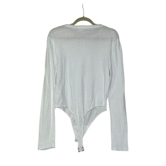 Re/DONE White Long Sleeve Boatneck Bodysuit Tee Shirt | L - Picture 2 of 7